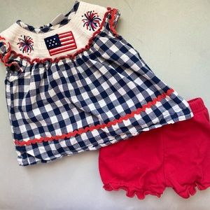 Precious red white and blue smocked set